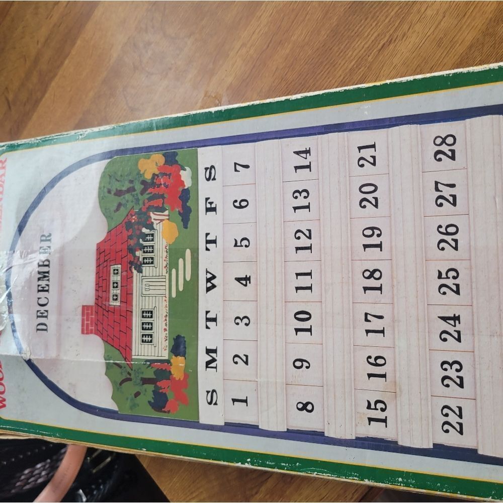 Farm House Perpetual Calendar Wood Tiles Nitb Complete set never used wooden